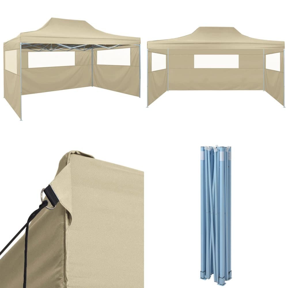 Foldbart telt med 3 vægge 3x4,5 m cremefarvet - Foldbart Telt - Foldbare Telte - Home & Living