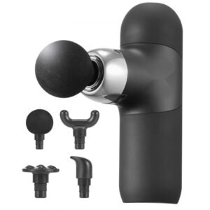 Mini massagepistol, dybt væv, percussion muskelmassager, 4 hastigheder, 4 hoveder, let og bærbar