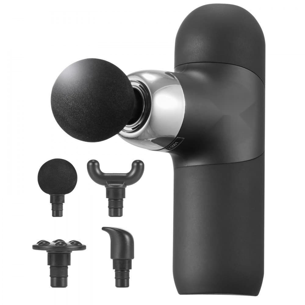 Mini massagepistol, dybt væv, percussion muskelmassager, 4 hastigheder, 4 hoveder, let og bærbar