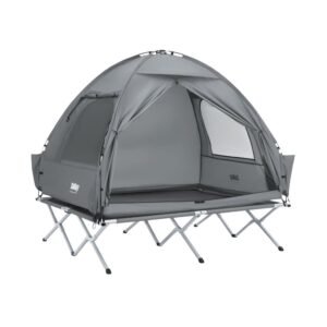SoBuy Camping Telt til 2 Personer - Med Feltseng, 2-i-1 Telt | 193x145x185cm Lysegrå OGS32-II-L-HG