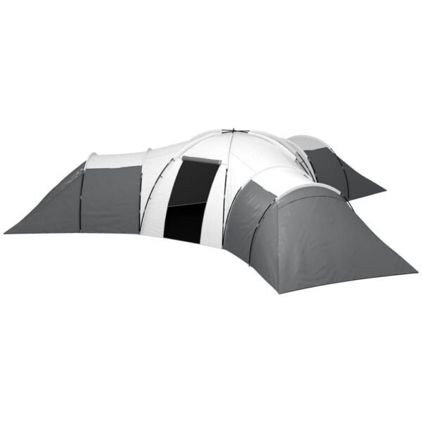 Tunnel Telt Camping Telt 6-9 Personer Familietelt 3 Soveværelser Dagligstue Veranda 2000Mm Oxford Grå