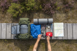 Close-up flat lay seen from directly above of